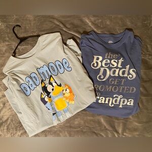 Men’s 2XL & 3XL (Bluey Dad mode shirt) and (the best Dads get promoted shirt)!